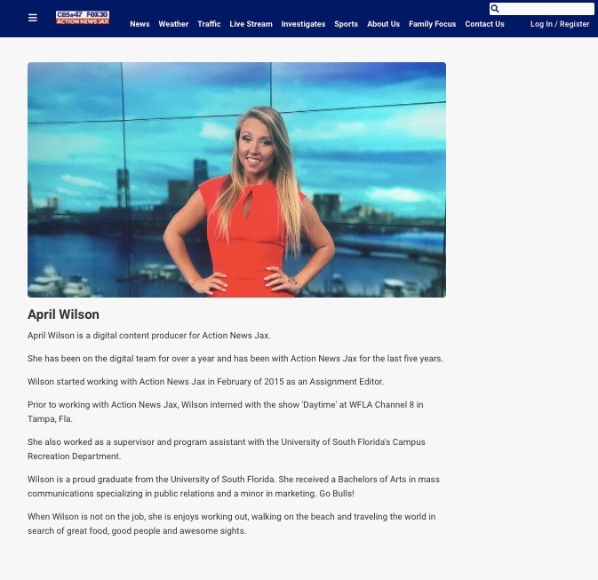 April's author bio on Action News Jax